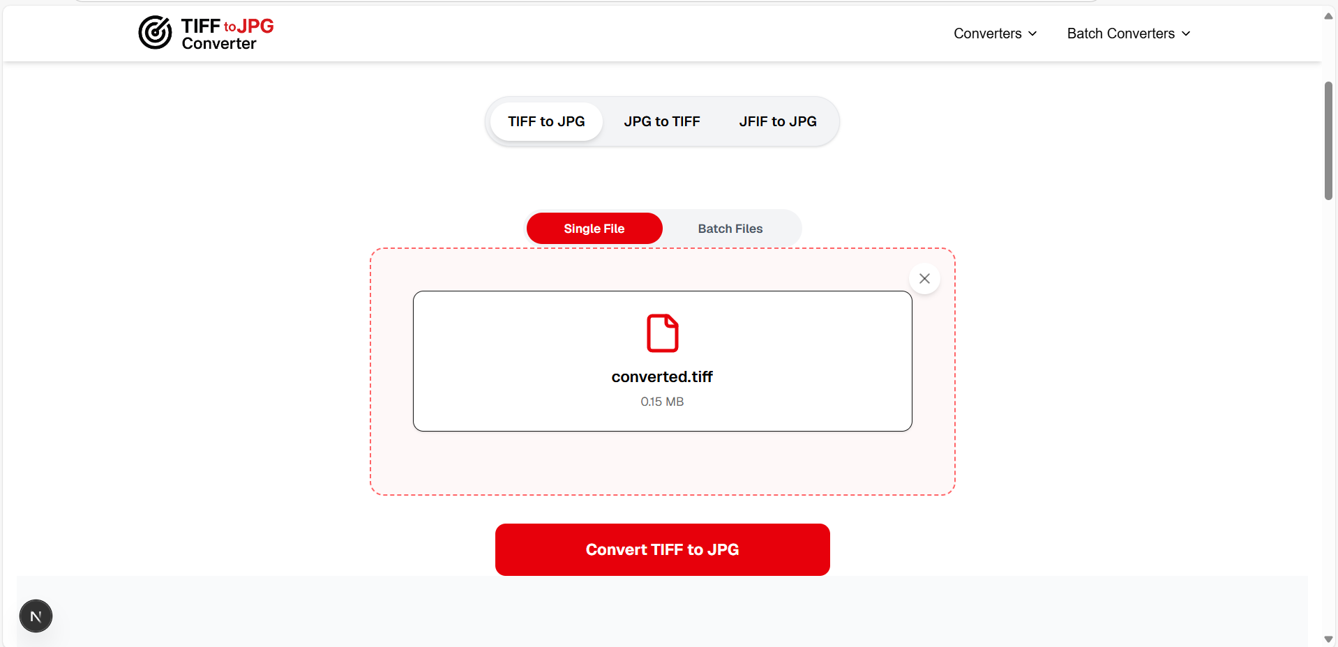 Step 2: Convert TIFF to JPG online - How it works