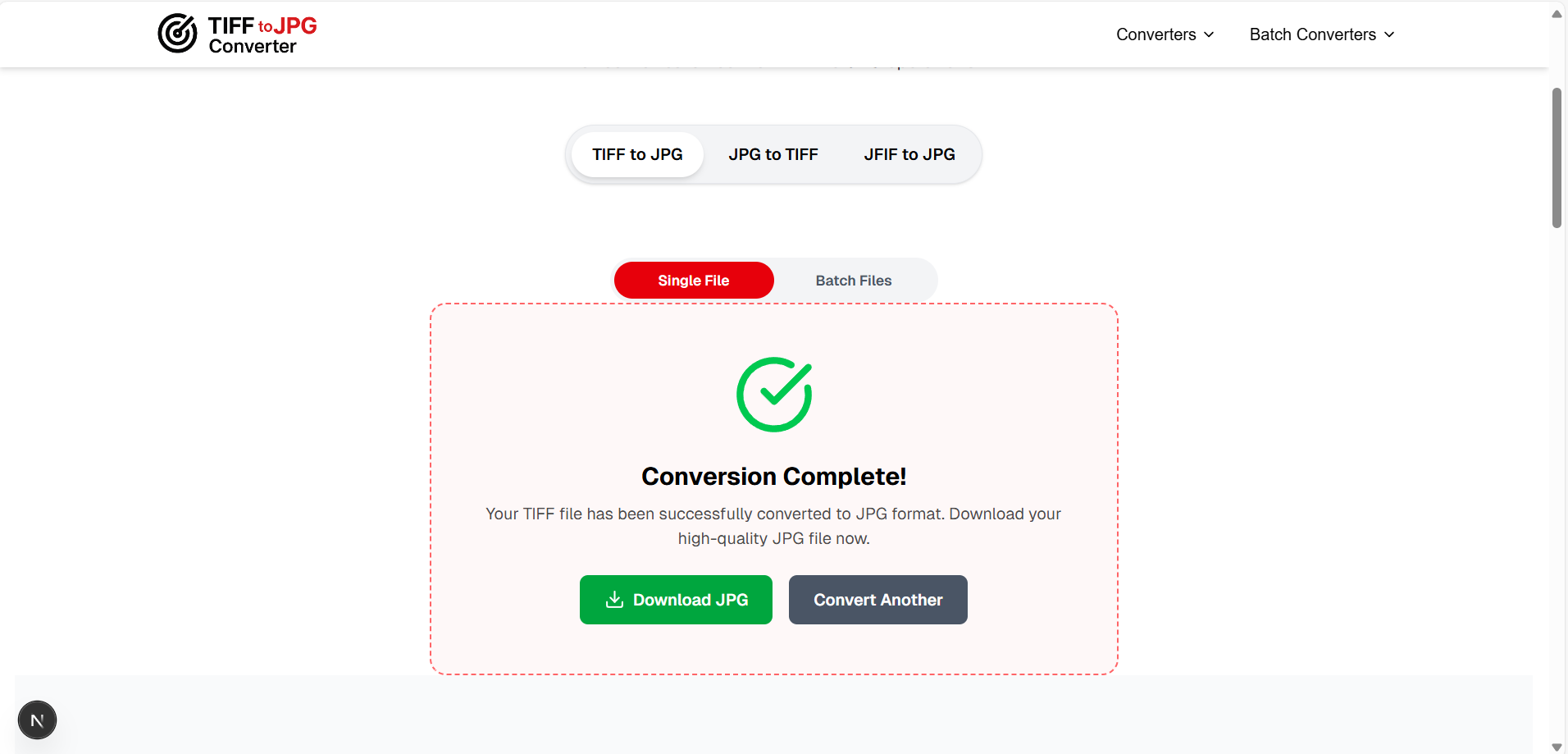 Step 3: Download JPG file - Online converter how it works