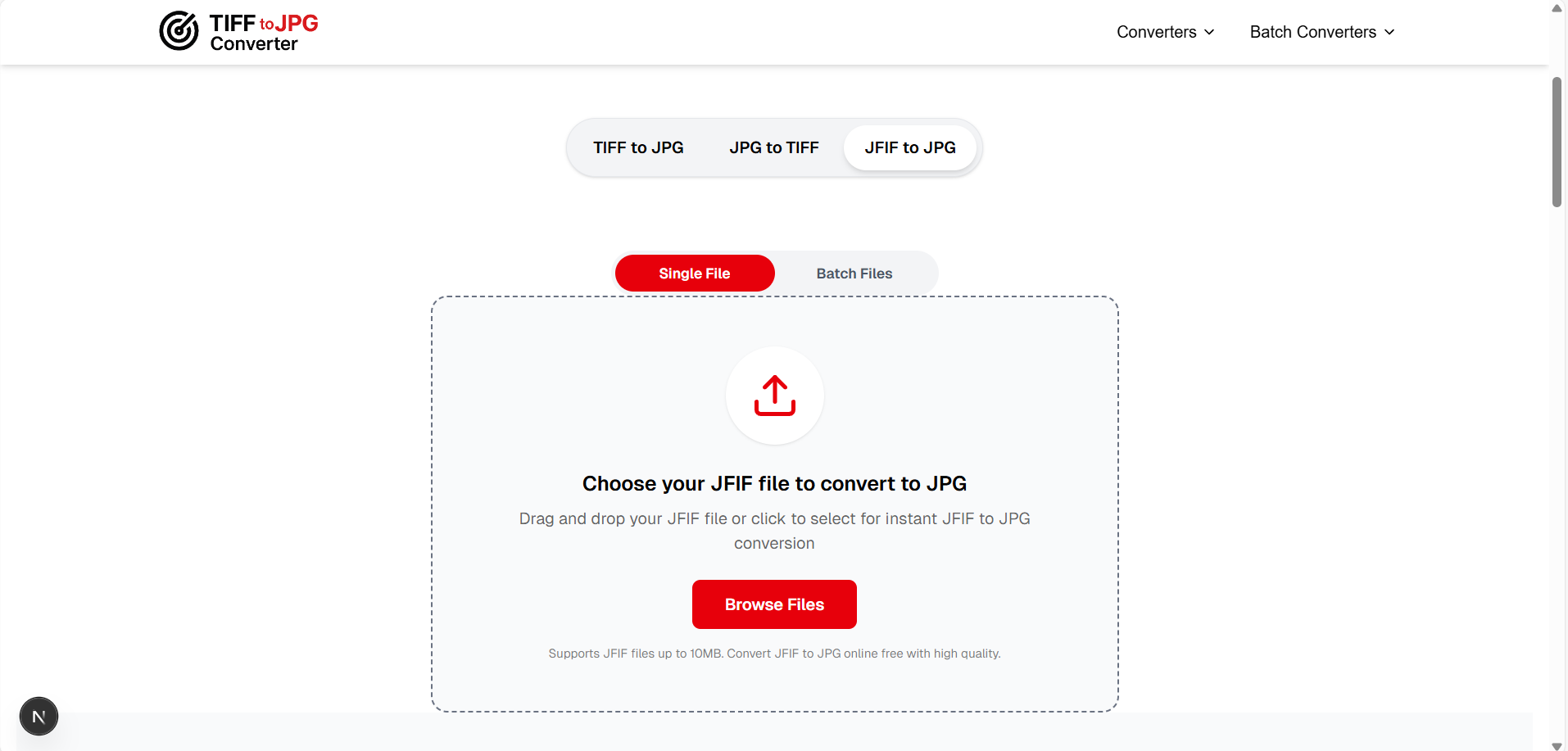 Step 1 – Upload File: Upload JFIF file to convert into JPG format online