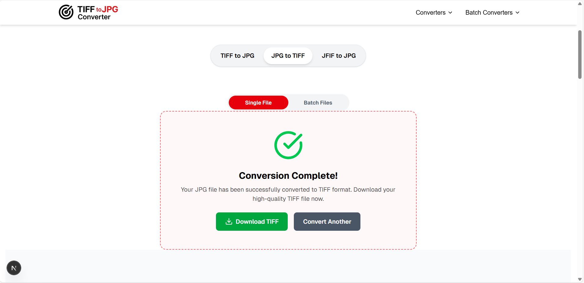 Step 3 – Download TIFF: Download converted high-quality TIFF file from JPG